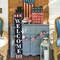 47-Inch Lighted Independence Day Porch Sign – Standing Wooden Welcome Sign for 4th of July – USA 250th Anniversary Patriotic Front Door Decor – Battery Operated LED Farmhouse Sign for Memorial Day & Outside Home